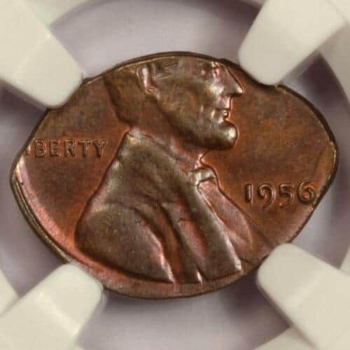 1956 Penny Struck on an Elliptical Planchet