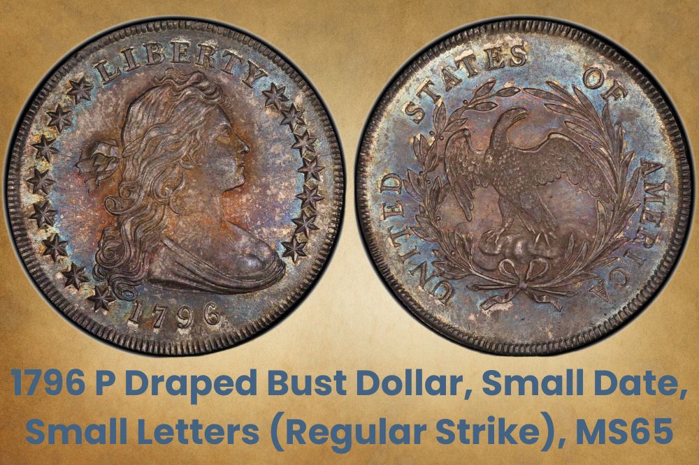 1796 P Draped Bust Dollar, Small Date, Small Letters (Regular Strike), MS65