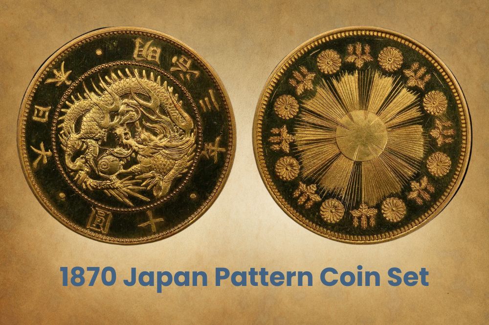 Juego de monedas con patrón japonés de 1870