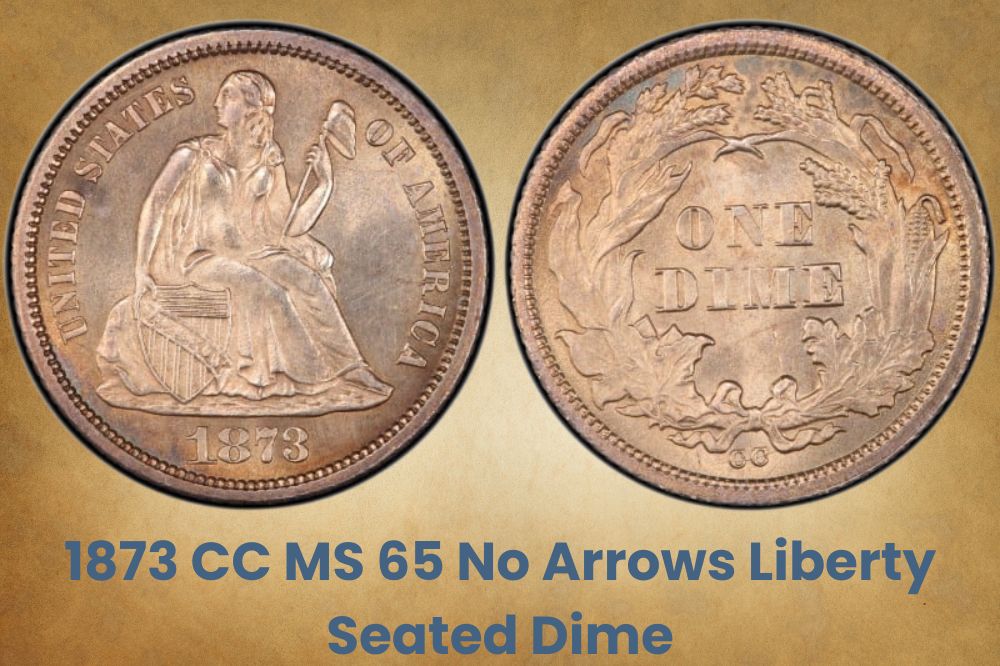 1873 CC MS 65 no arrows Liberty seated dime
