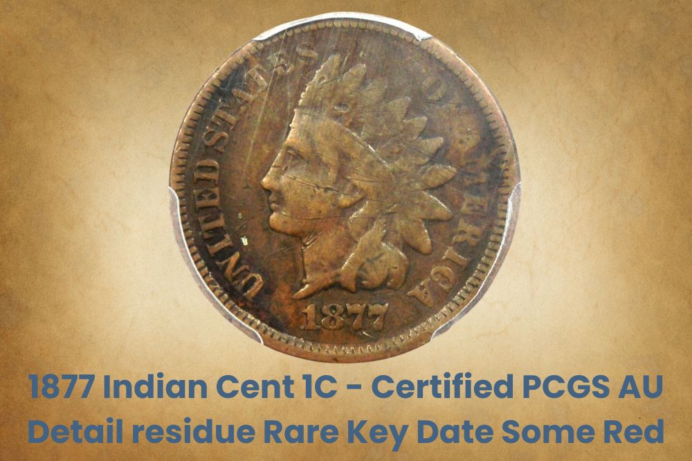 1877 Indian Cent 1C - Certified PCGS AU Detail residue Rare Key Date Some Red