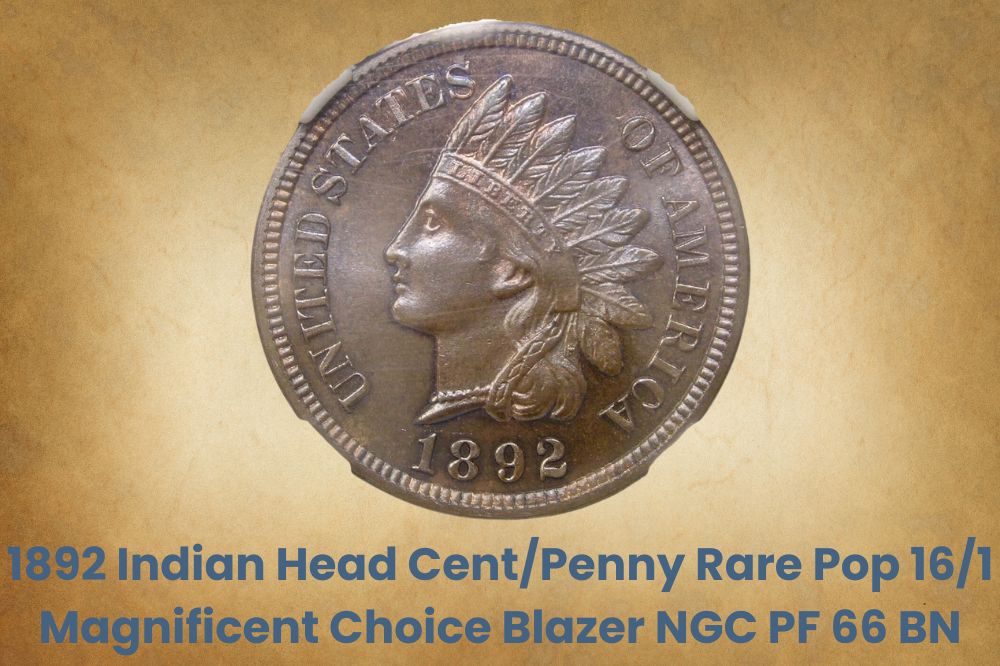 1892 Indian Head Cent/Penny Rare Pop 16/1 Magnificent Choice Blazer NGC PF 66 BN