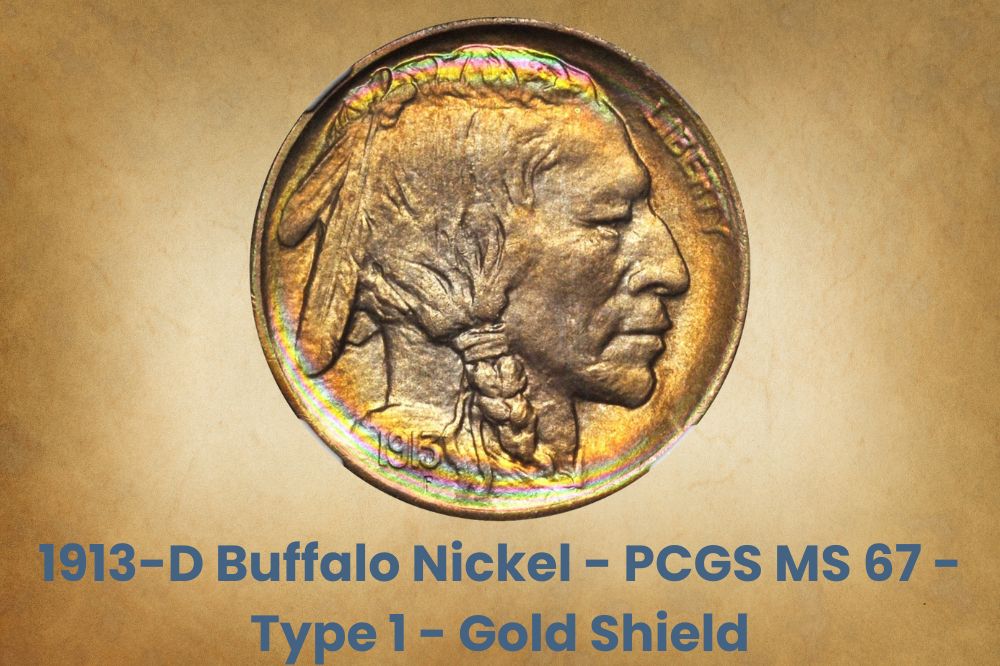 1913-D Buffalo Nickel - PCGS MS 67 - Type 1 - Gold Shield