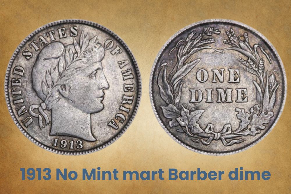 1913 No Mint mart Barber dime