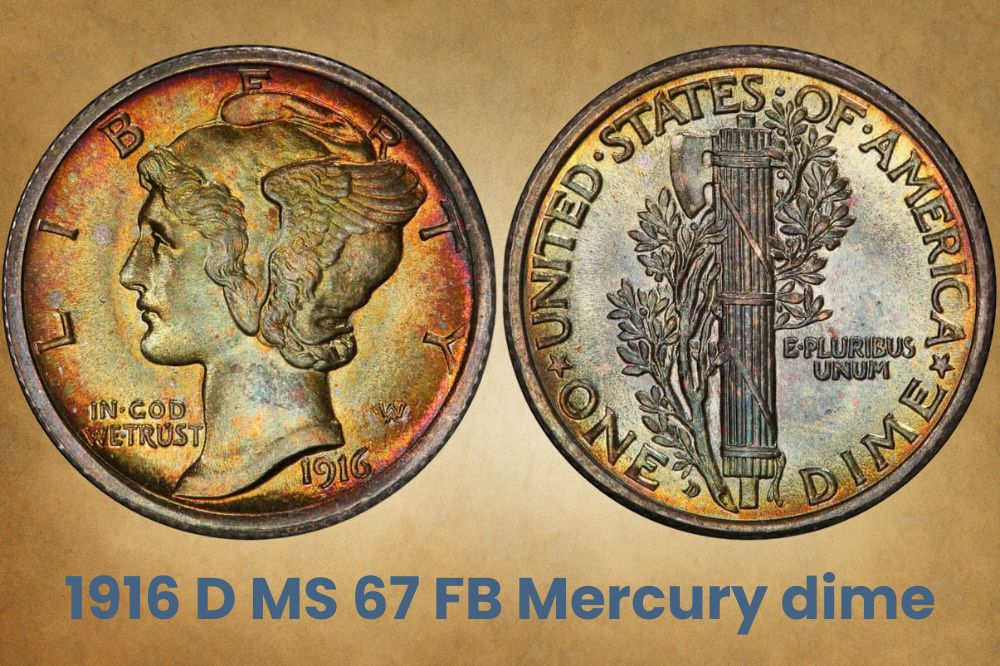 1916 D MS 67 FB Mercury dime