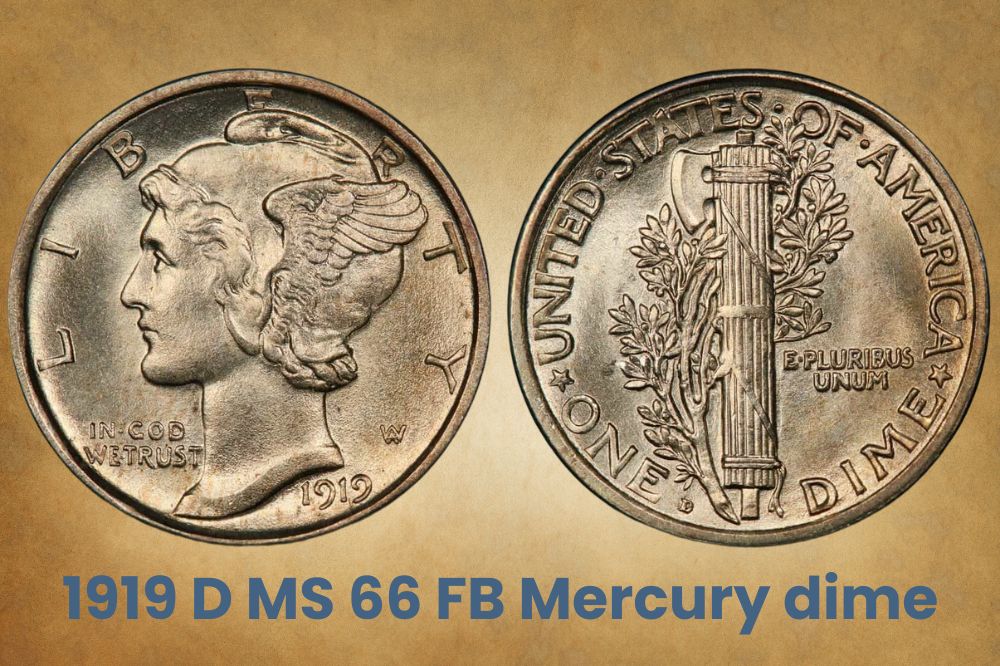 1919 D MS 66 FB Mercury dime