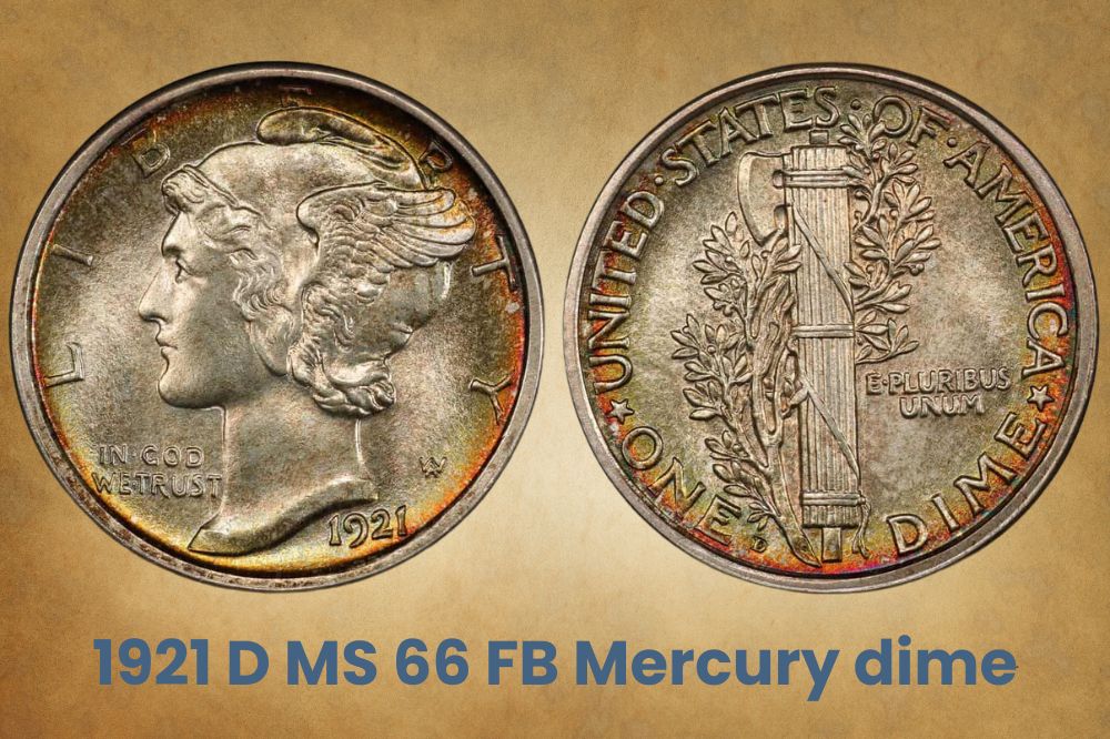1921 D MS 66 FB Mercury dime