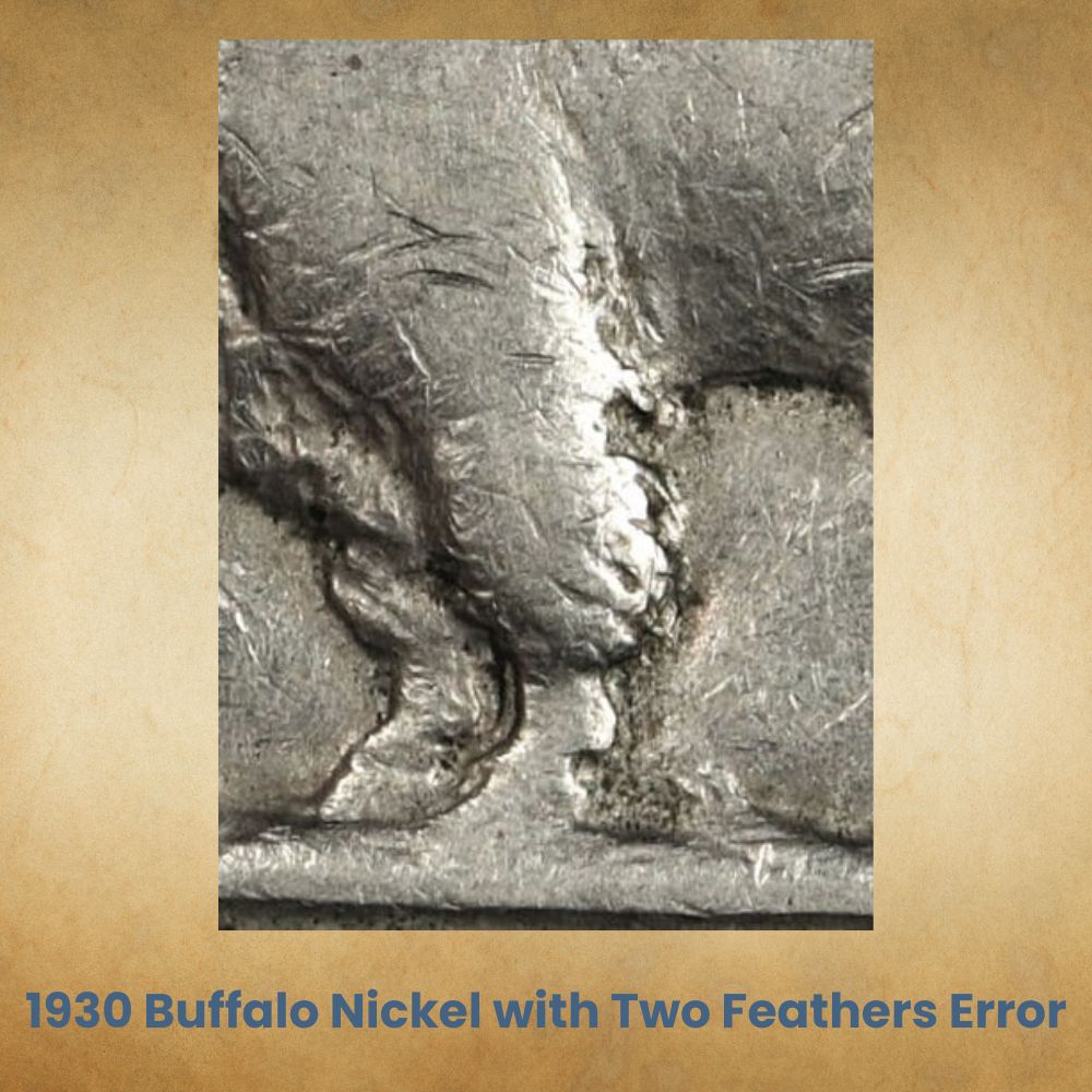 1930 Buffalo Nickel with Two Feathers Error