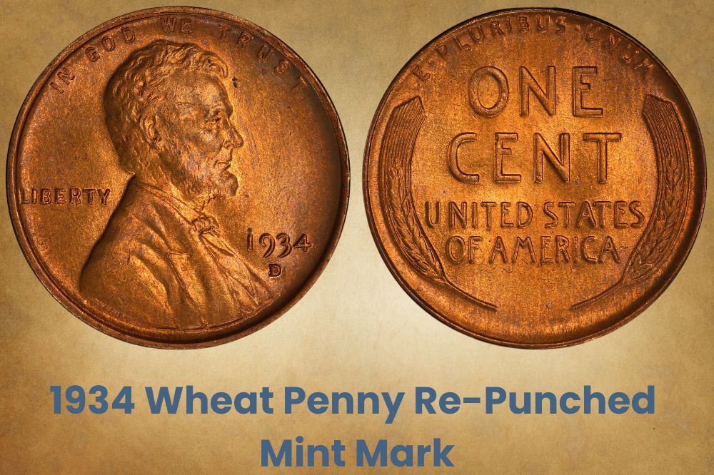 1934 Wheat Penny Re-Punched Mint Mark