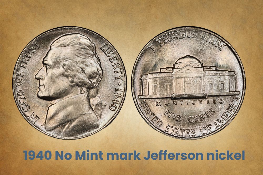 1940 No Mint mark Jefferson nickel