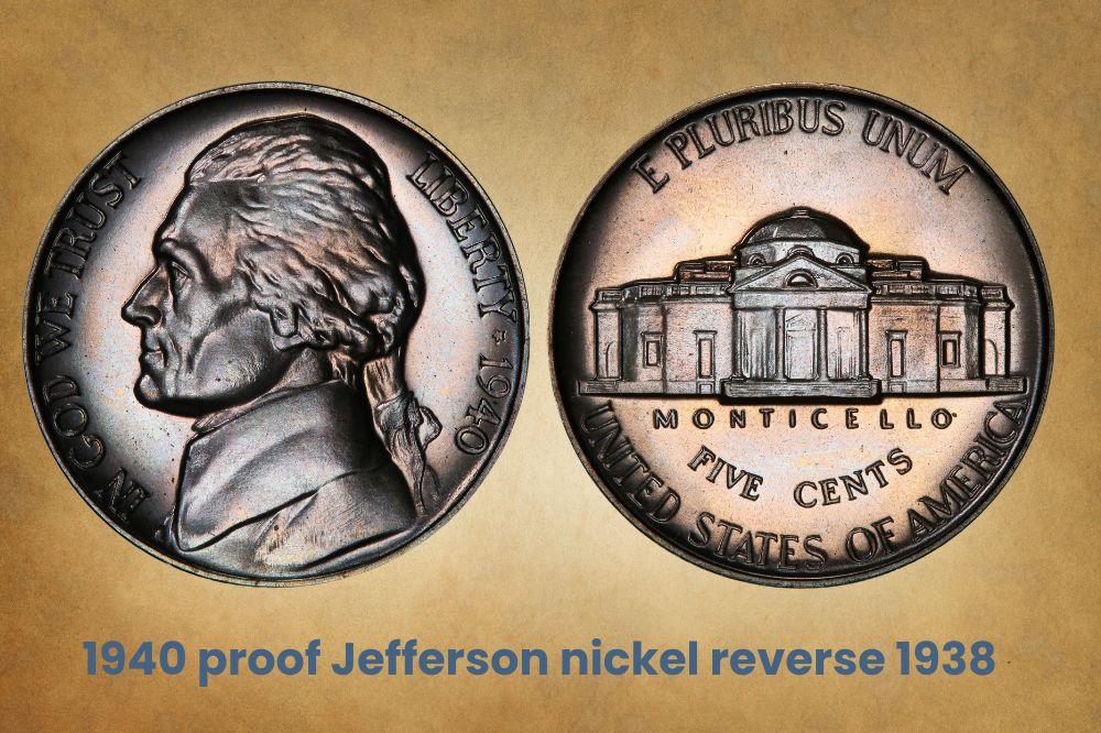 1940 proof Jefferson nickel reverse 1938
