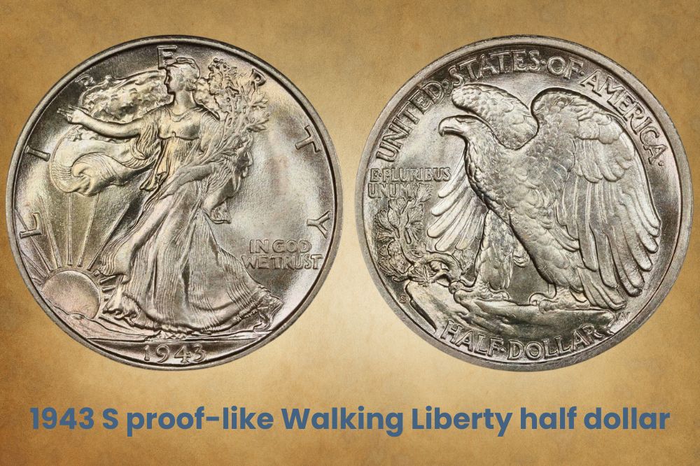 1943 S proof-like Walking Liberty half dollar