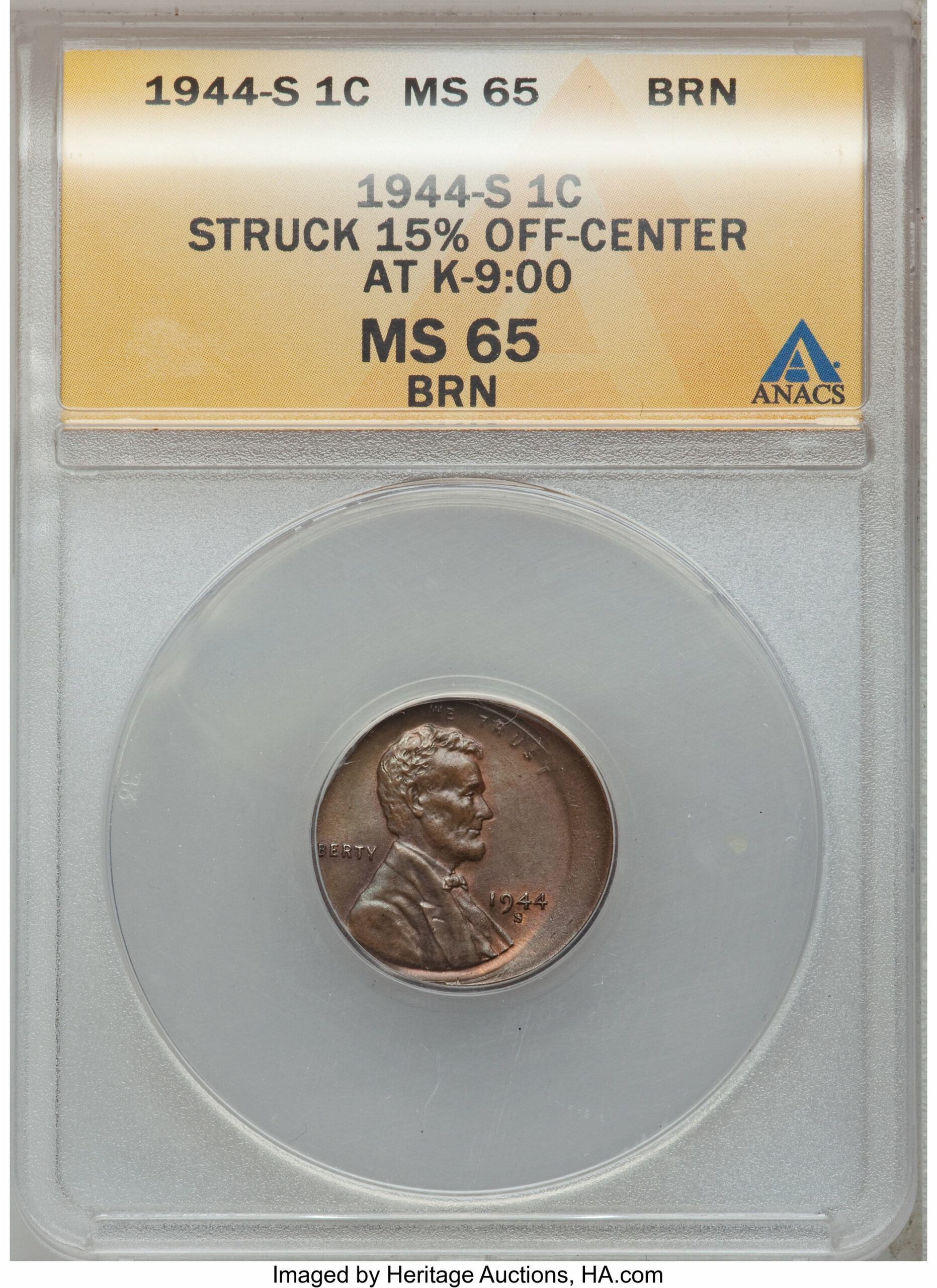 1944-S Wheat Penny 15% Off-Centre