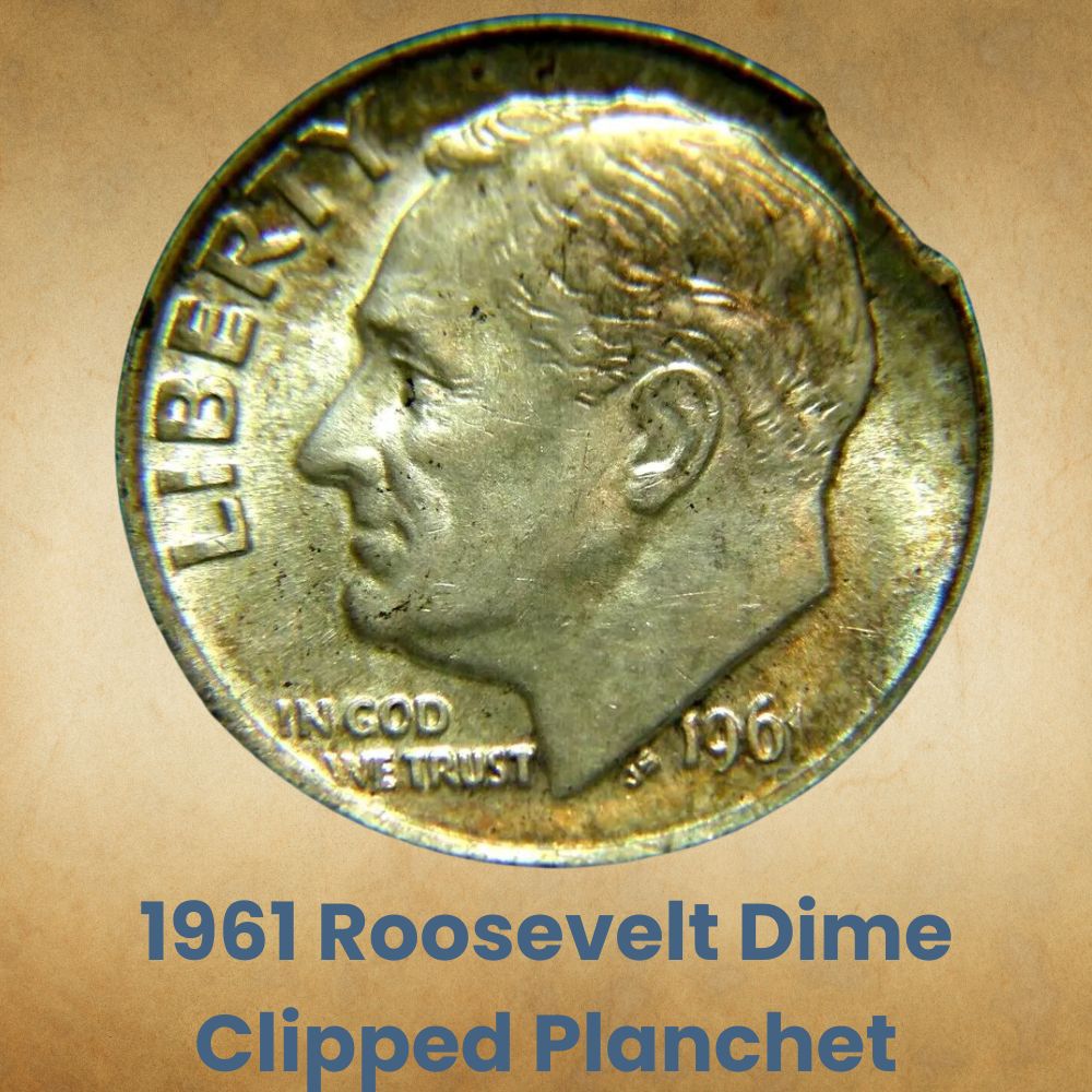 1961 Roosevelt Dime Clipped Planchet