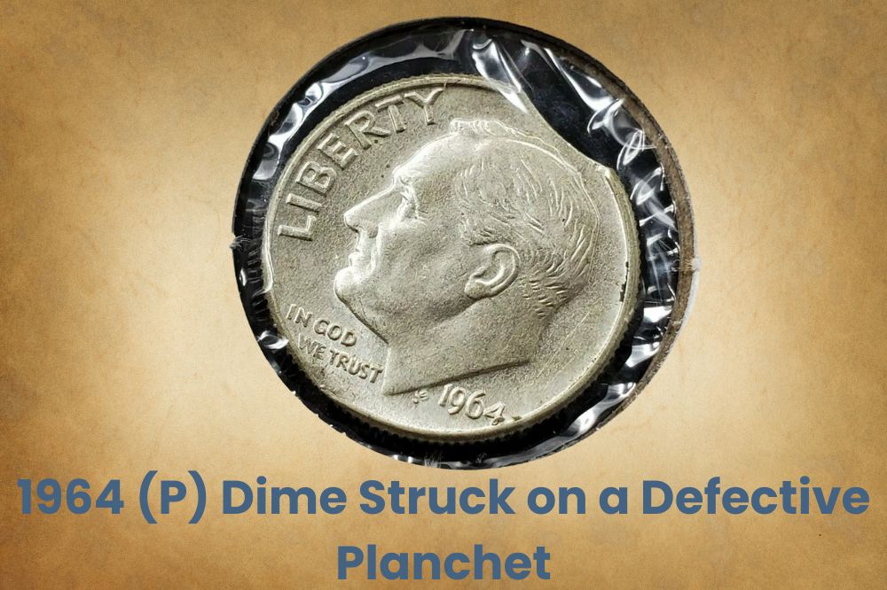 1964 (P) Dime Struck on a Defective Planchet
