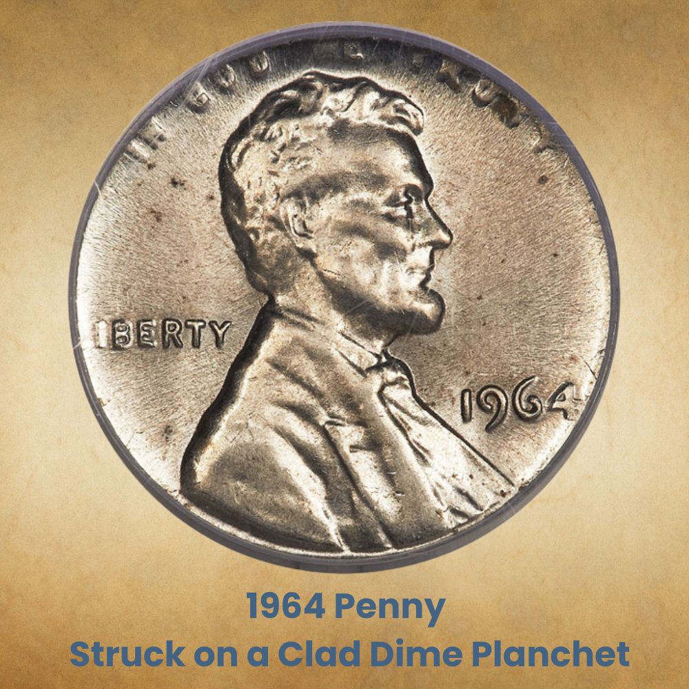 1964 Penny Struck on a Clad Dime Planchet