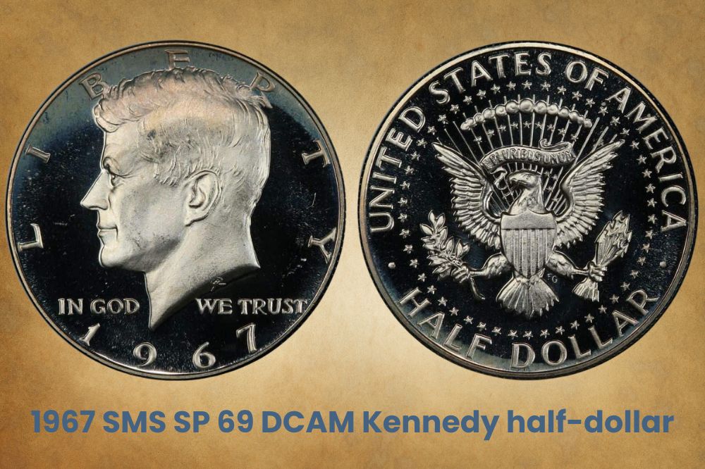 1967 SMS SP 69 DCAM Kennedy half-dollar