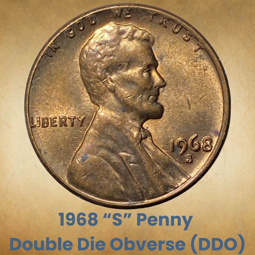 1968 “S” Penny Double Die Obverse (DDO)