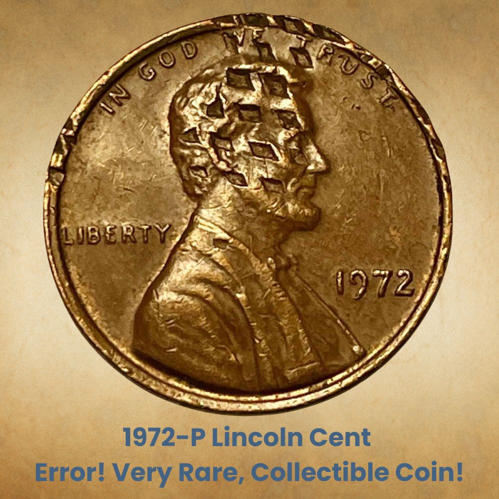 1972-P Lincoln Cent! Error! Very Rare, Collectible Coin!