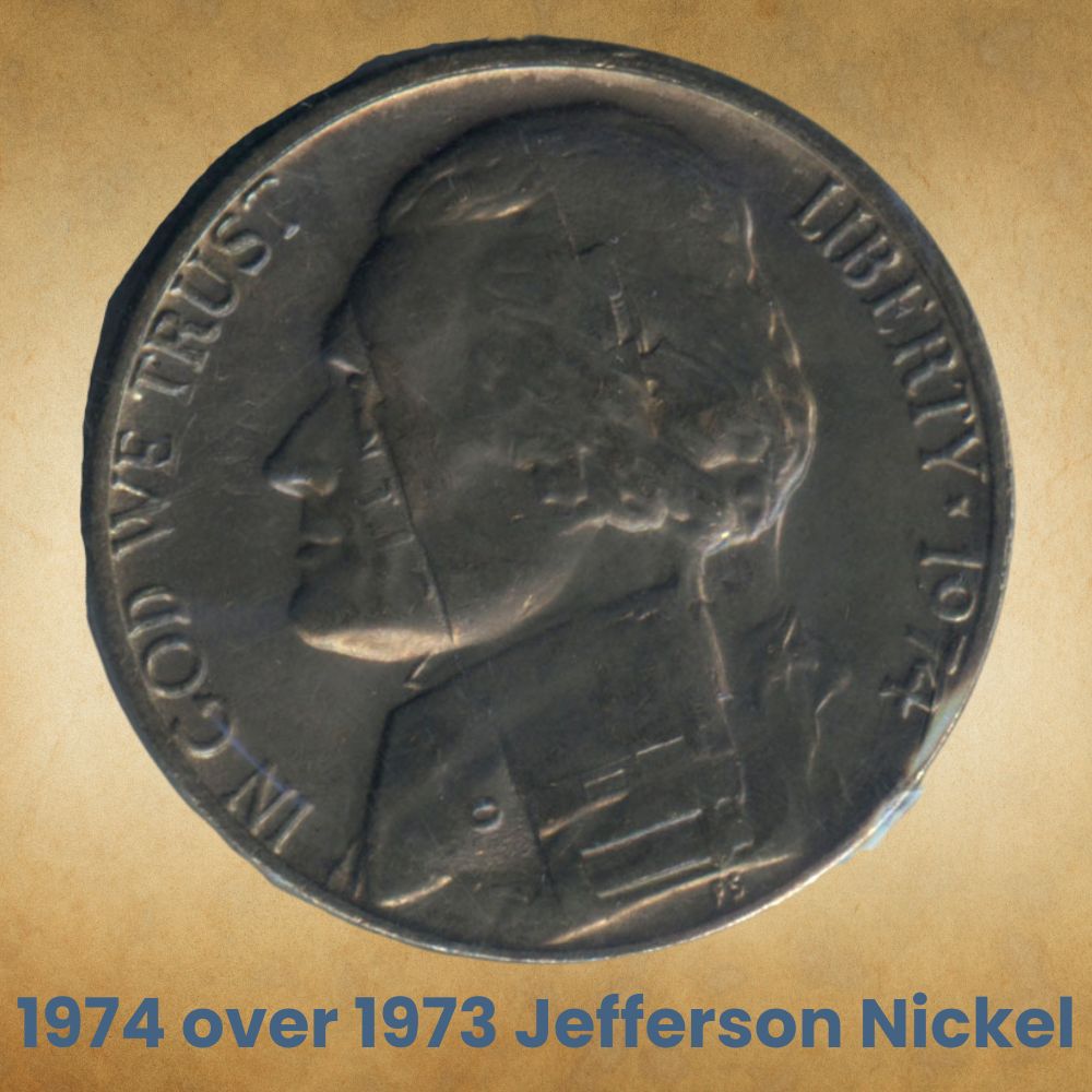 1974 over 1973 Jefferson Nickel