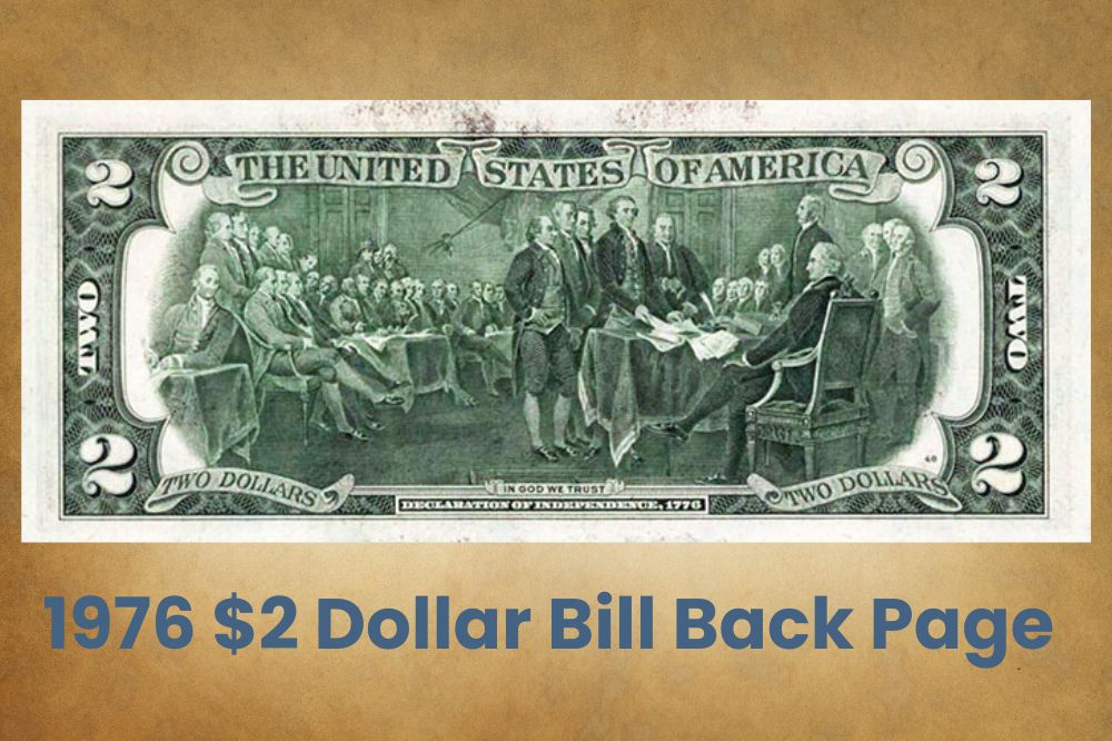 1976 $2 Dollar Bill Back Page 