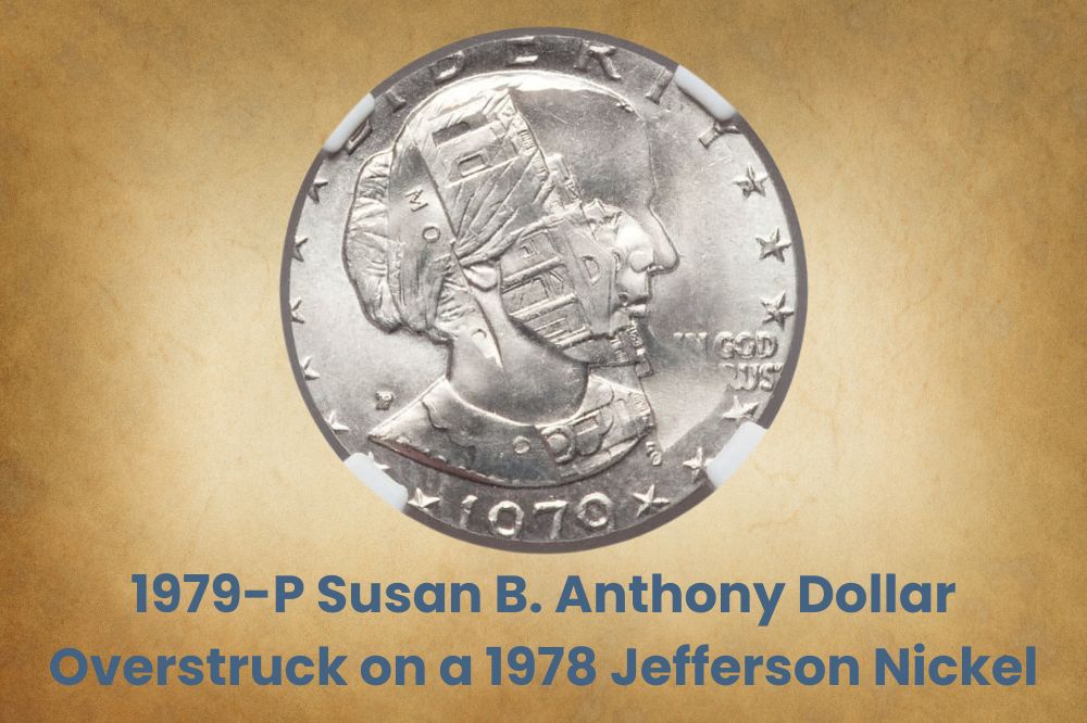 1979-P Susan B. Anthony Dollar Overstruck on a 1978 Jefferson Nickel