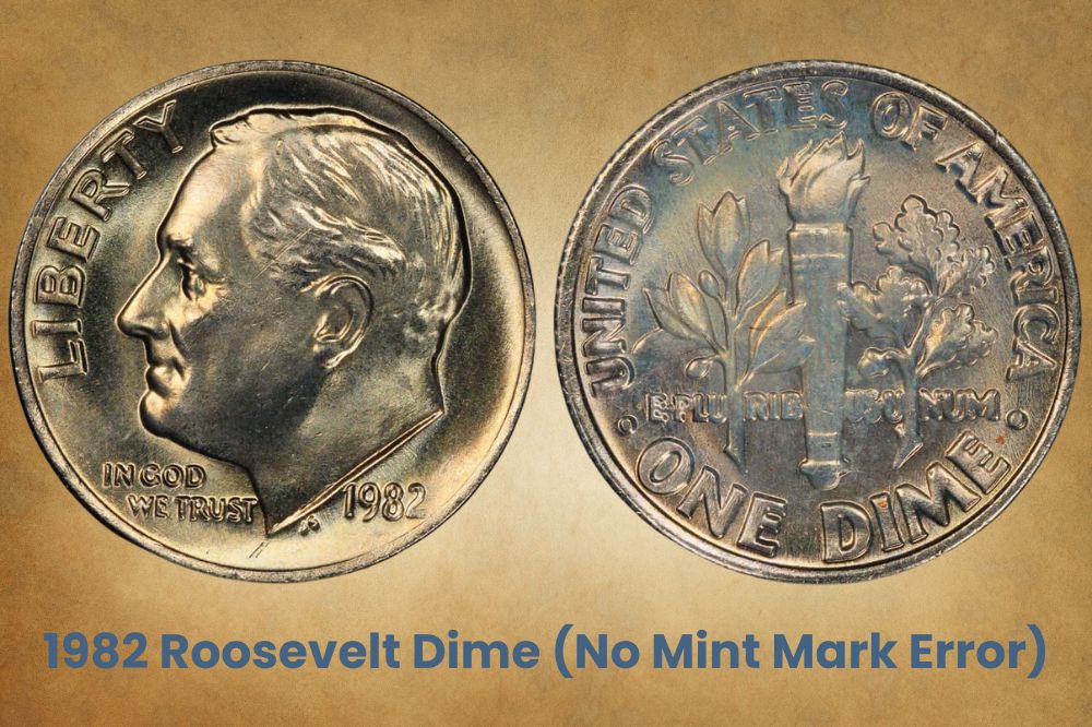 1982 Roosevelt Dime (No Mint Mark Error)