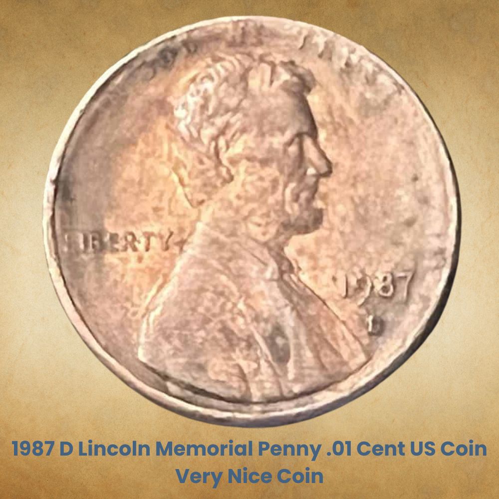 1987 D Lincoln Memorial Penny .01 Cent US Coin Very Nice Coin