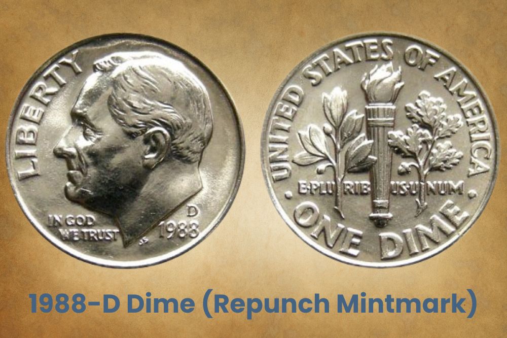 1988-D Dime (Repunch Mintmark)