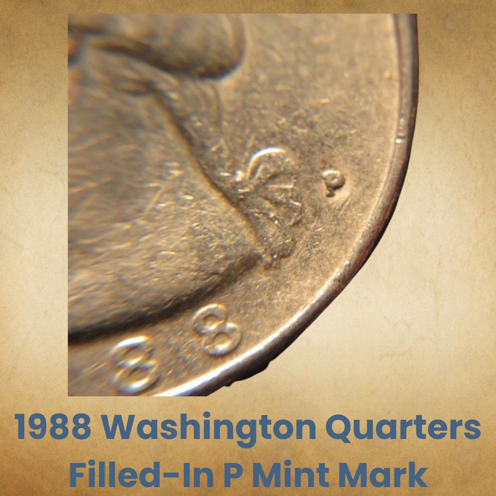 1988 Washington Quarters Filled-In P Mint Mark
