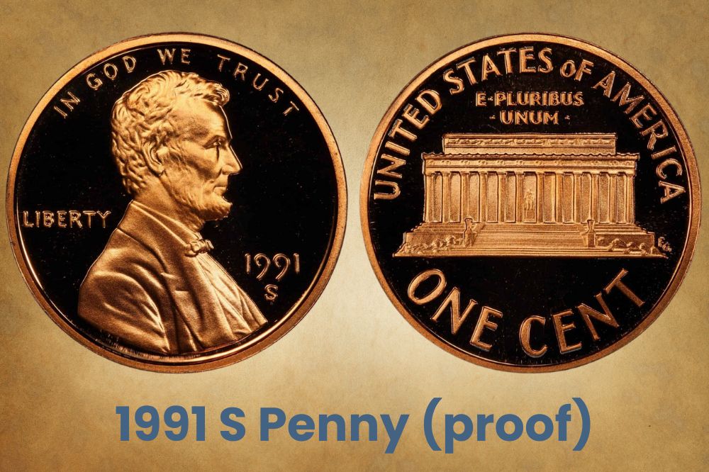 1991 S penny Value (proof)