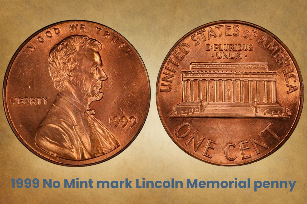 1999 No Mint mark Lincoln Memorial penny