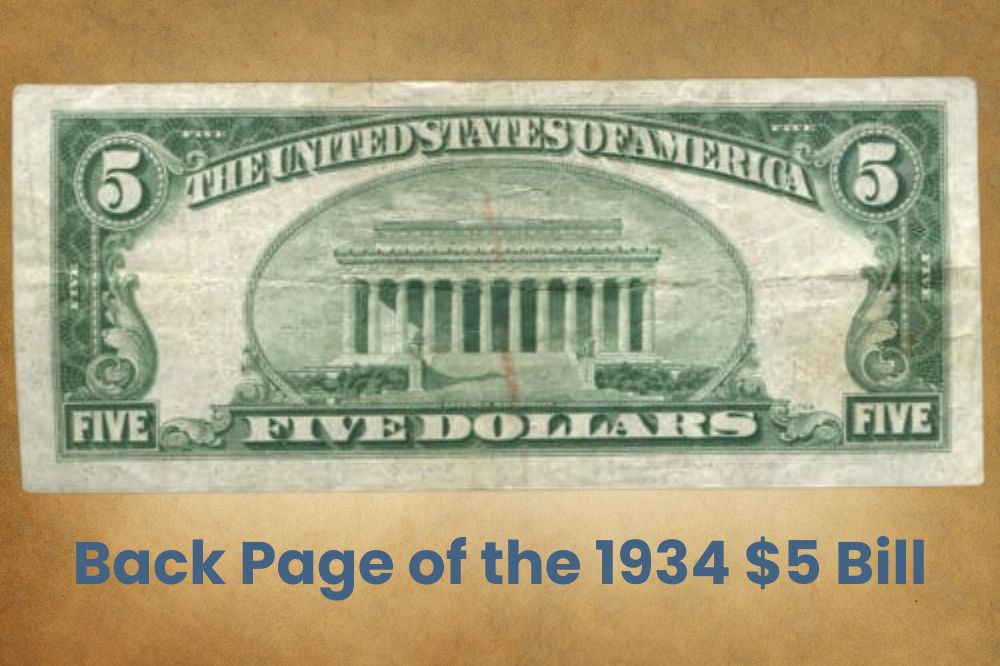 Back Page of the 1934 $5 Bill