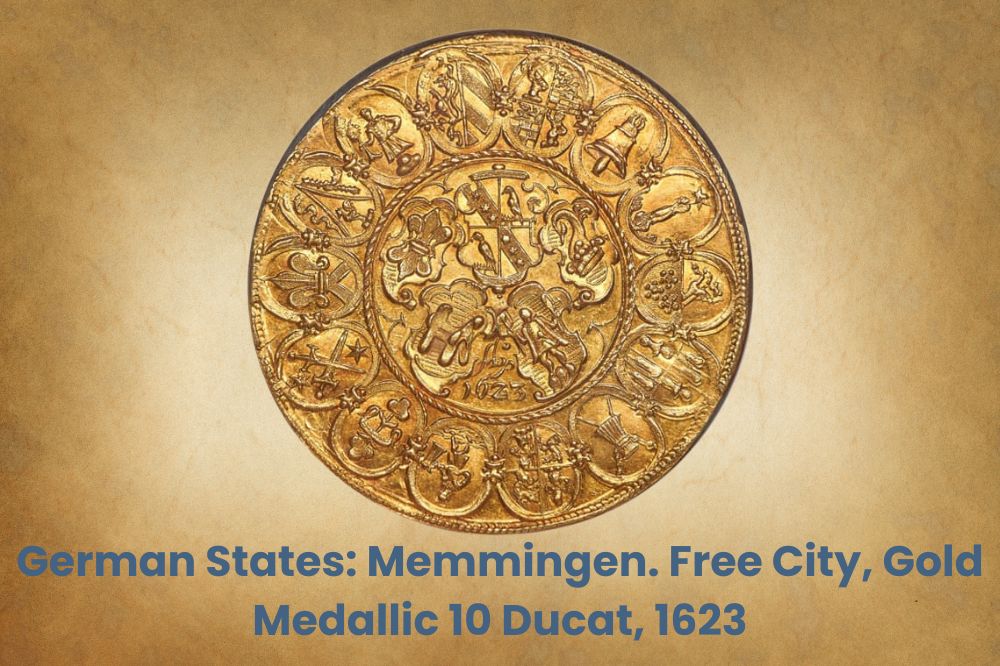 German States: Memmingen. Free City, Gold Medallic 10 Ducat, 1623