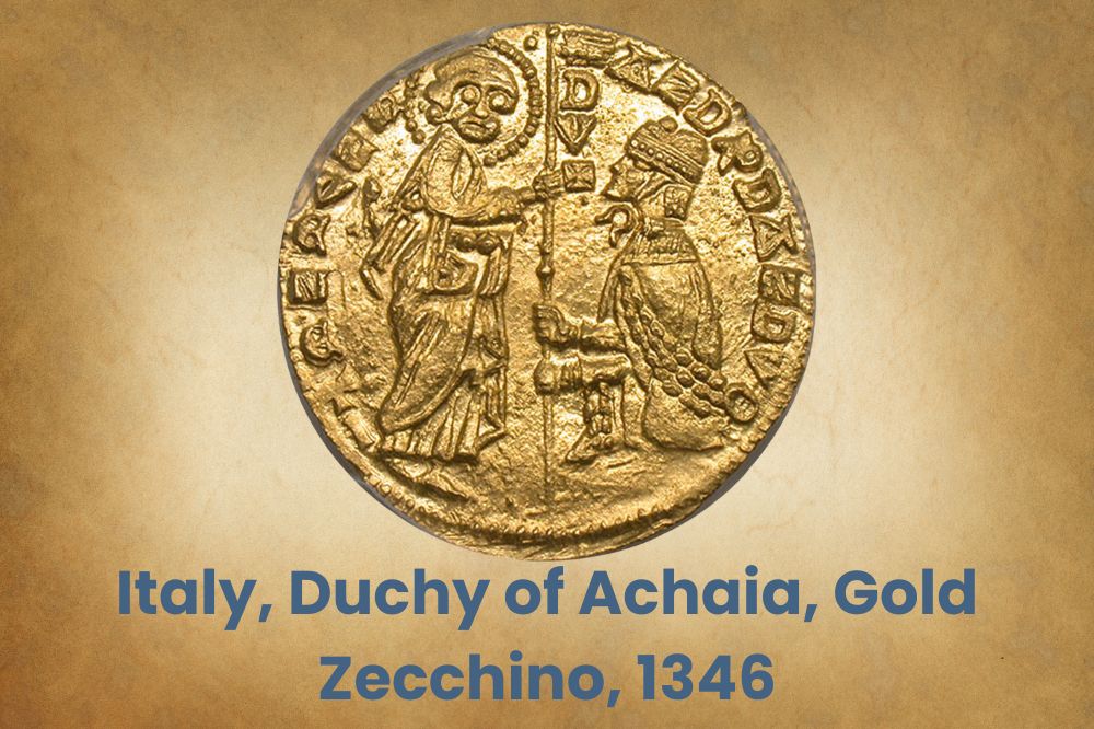 Italy, Duchy of Achaia, Gold Zecchino, 1346
