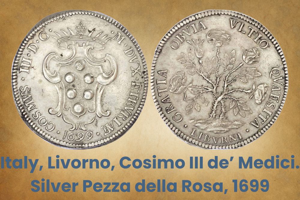 Italy, Livorno, Cosimo III de’ Medici. Silver Pezza della Rosa, 1699