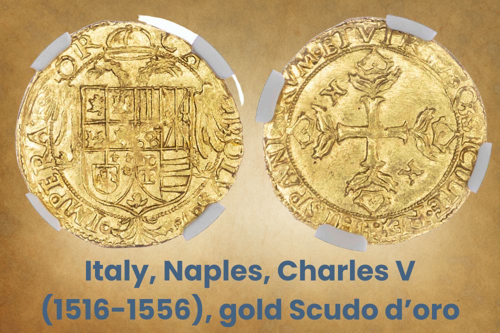 Italy, Naples, Charles V (1516-1556), gold Scudo d’oro
