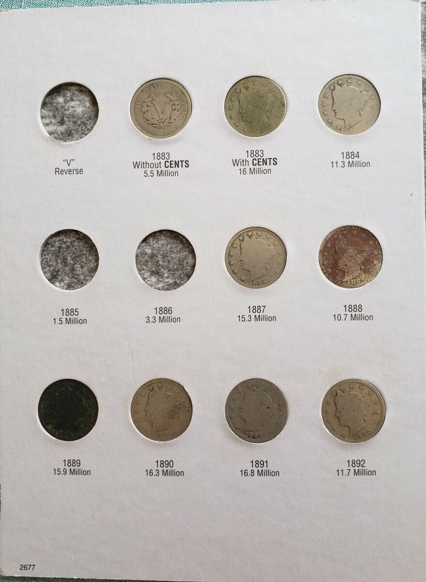 Liberty V Nickel Collection 1883-1912 100% Complete