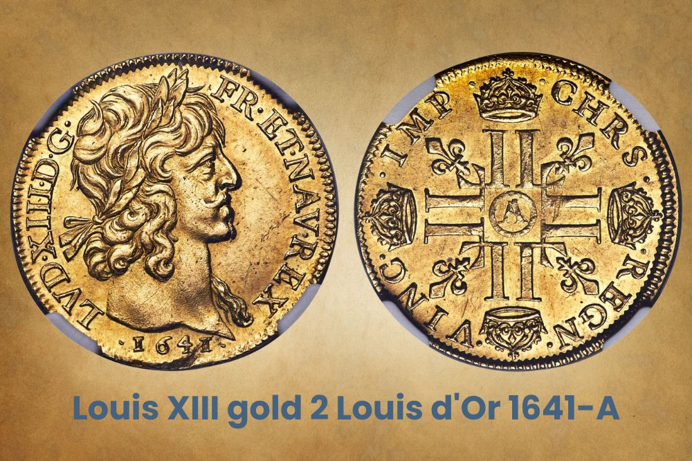 Louis XIII gold 2 Louis d'Or 1641-A