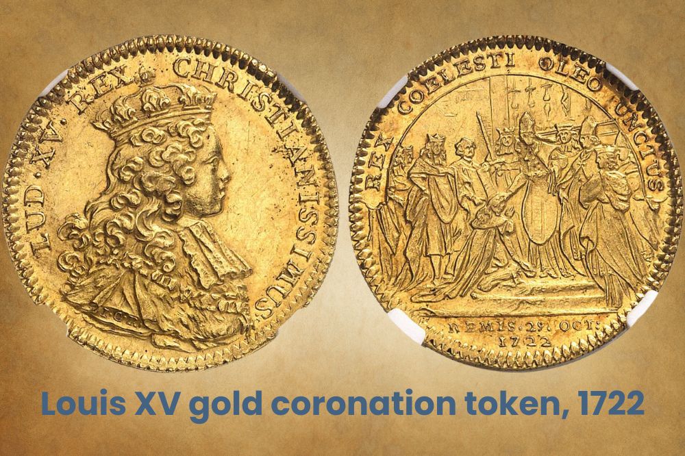 Louis XV gold coronation token, 1722
