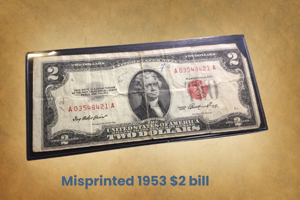 Misprinted 1953 $2 bill