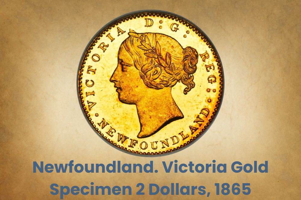 Newfoundland. Victoria Gold Specimen 2 Dollars, 1865