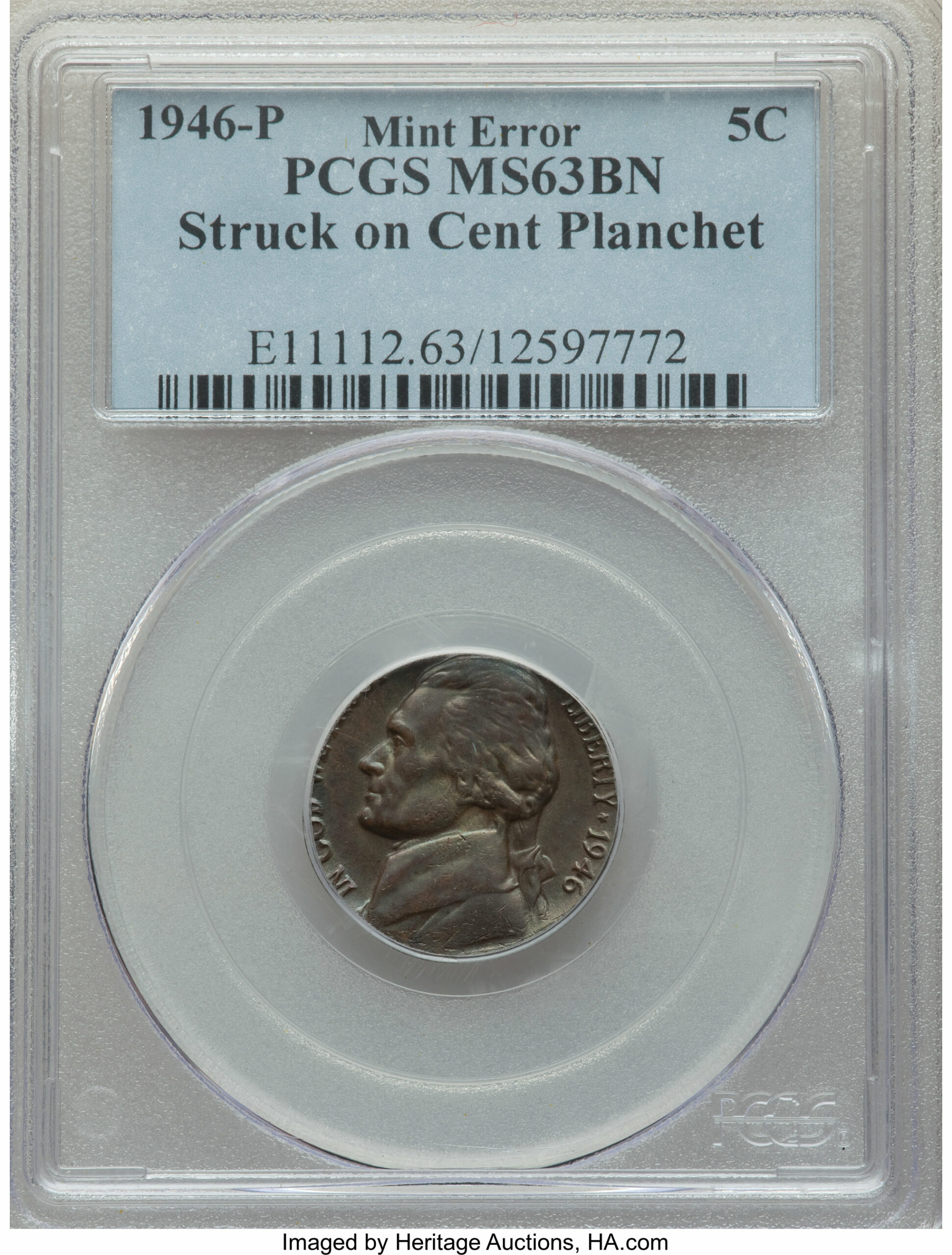 Nickel struck on a silver planchet