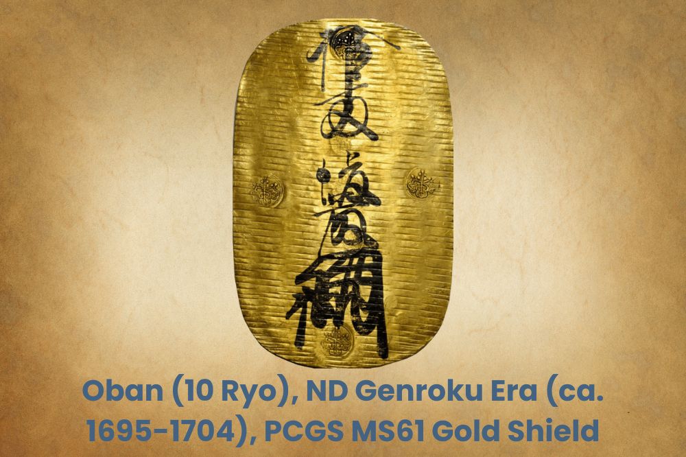 Oban (10 Ryo), Era ND Genroku (ca. 1695-1704), Escudo de Oro PCGS MS61