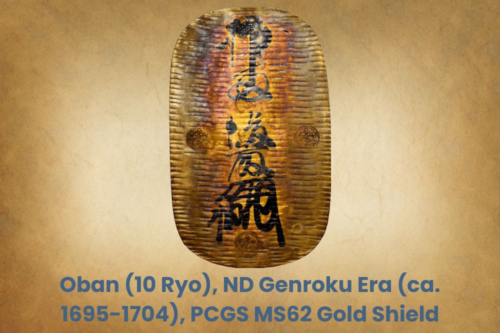 Oban (10 Ryo), Era ND Genroku (ca. 1695-1704), Escudo de Oro PCGS MS62