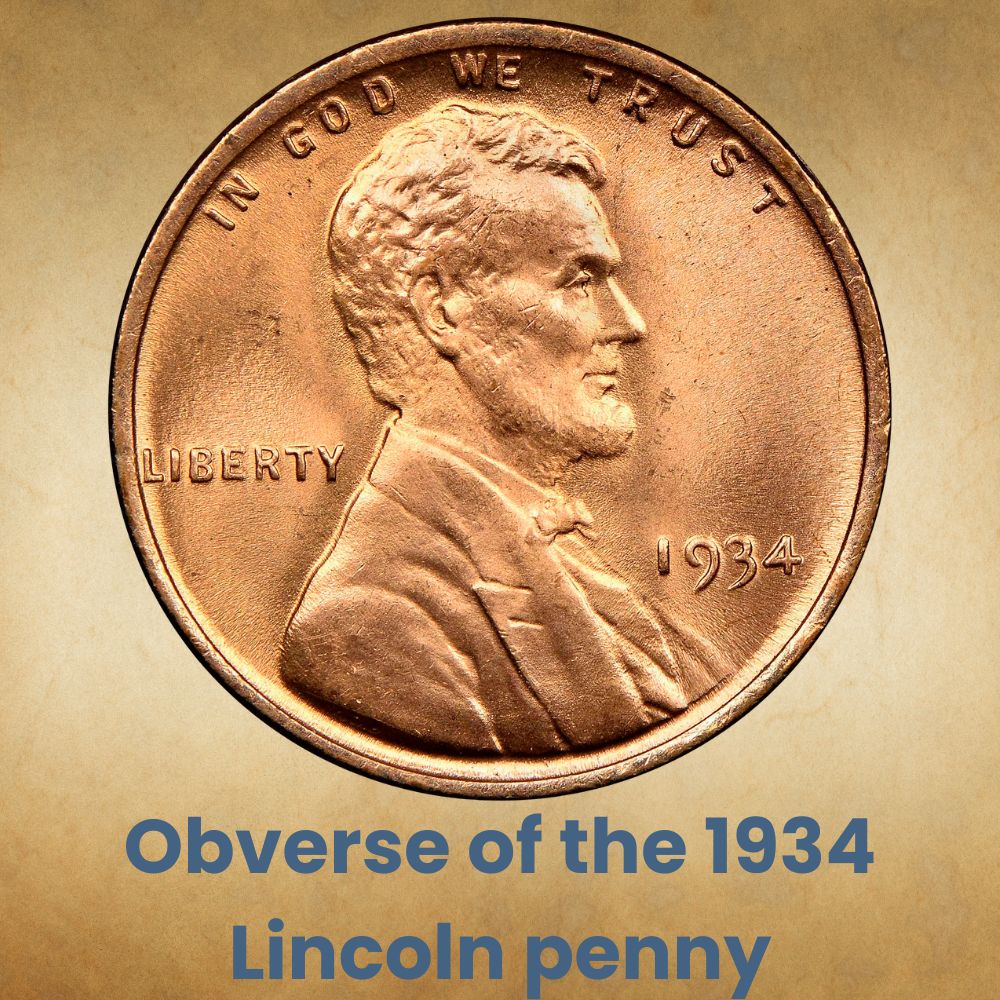 Obverse of the 1934 Lincoln penny