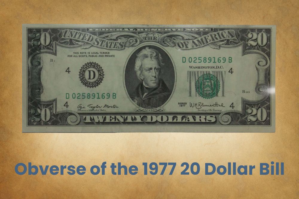 Obverse of the 1977 20 Dollar Bill