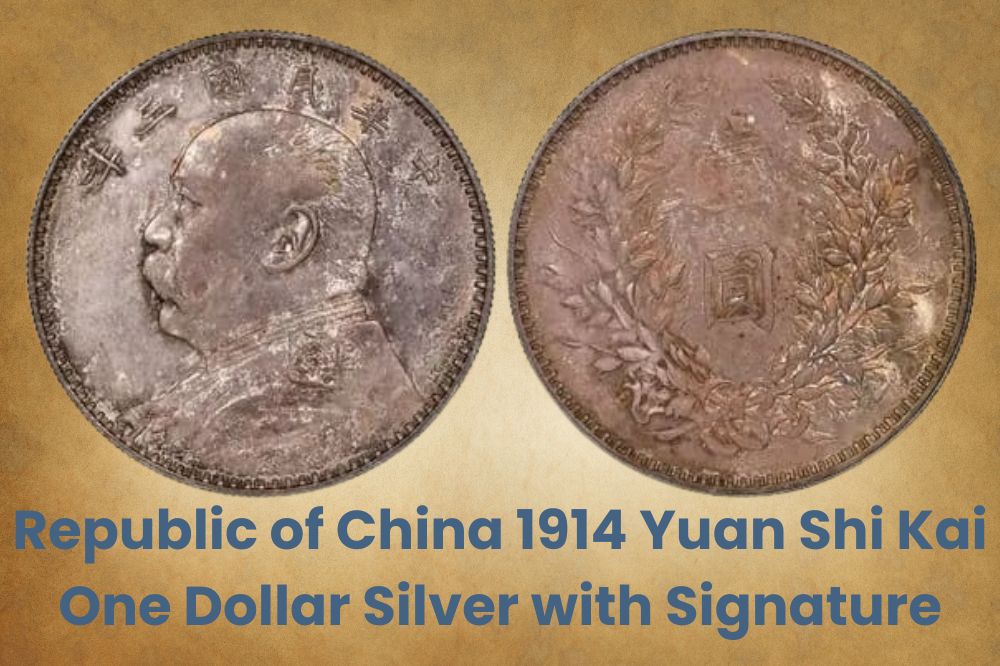 República de China 1914 Yuan Shi Kai Un Dólar de Plata con Firma