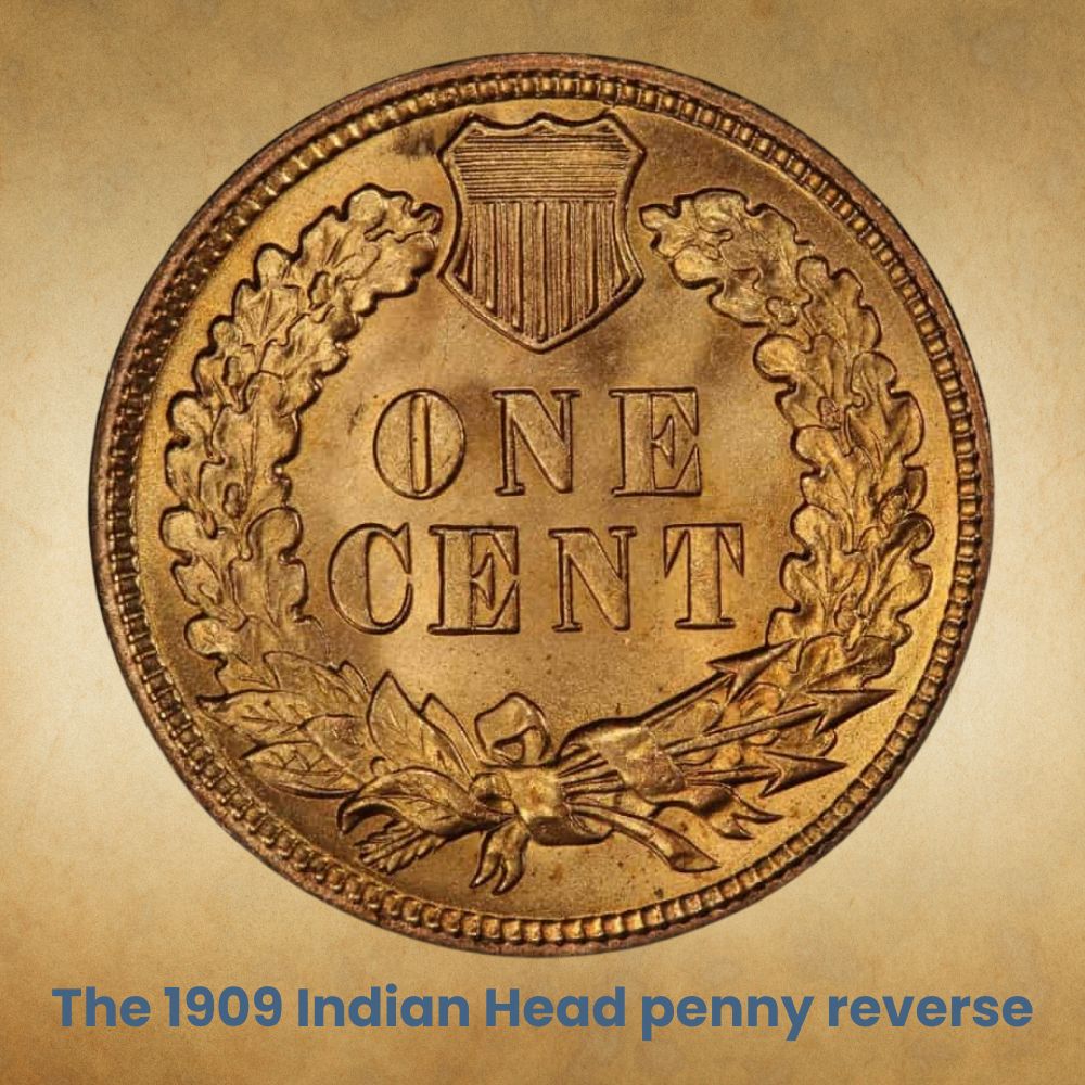The 1909 Indian Head penny reverse