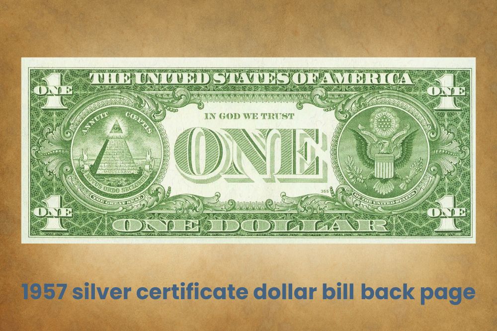 The back page of the 1957 silver certificate dollar bill